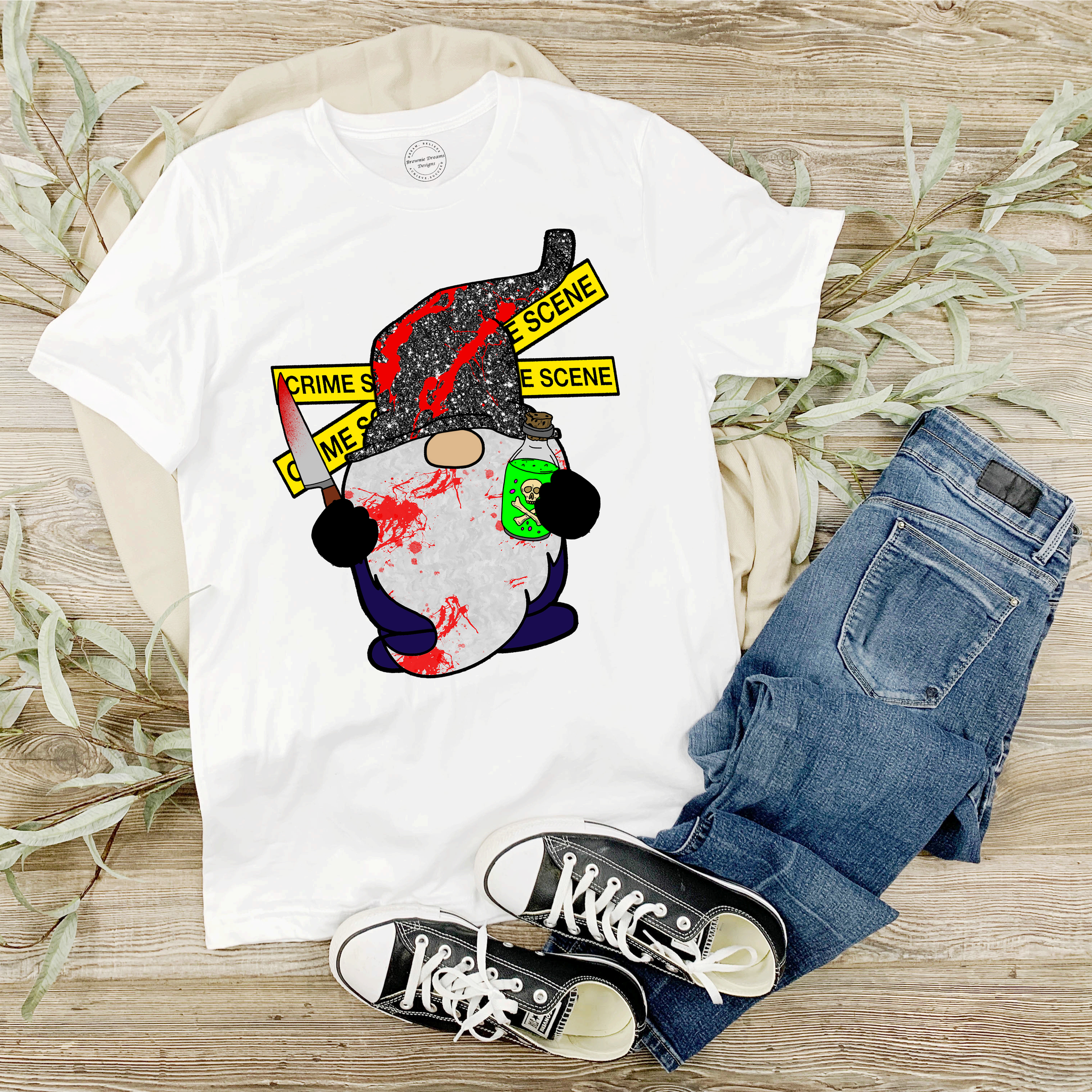 Crime Scene Gnome Shirt or Hoodie