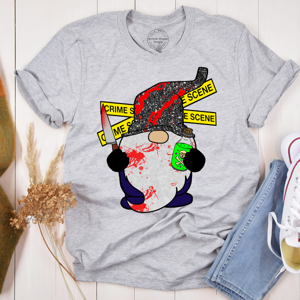 Crime Scene Gnome Shirt or Hoodie