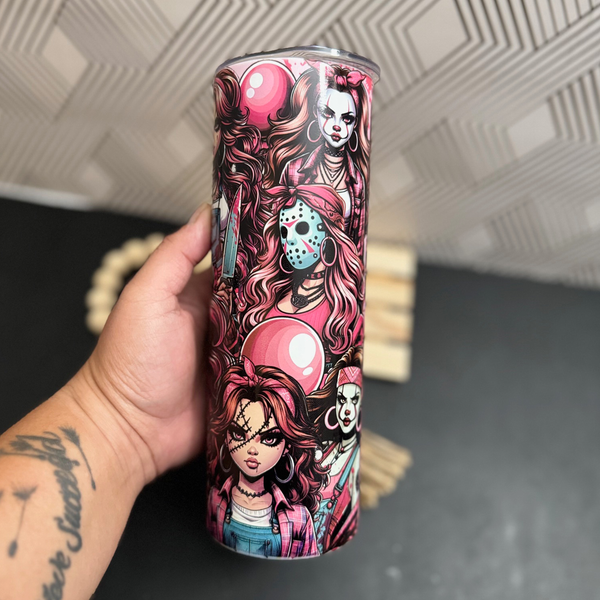 Pink Horror Girls Tumbler