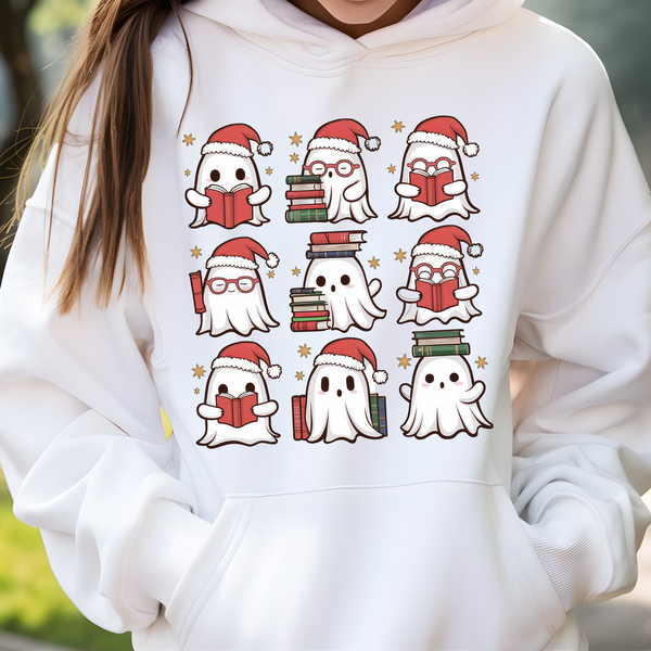 Reading Christmas Ghost Shirt or Hoodie. Brownie Dreams Designs