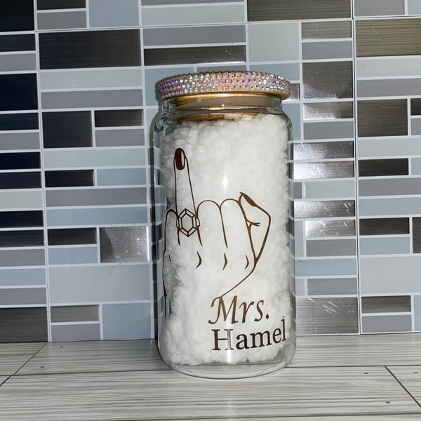 Just Engaged Bling Beer Glass Can - Brownie Dreams Designs