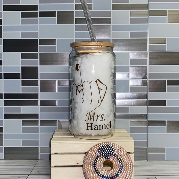 Just Engaged Bling Beer Glass Can - Brownie Dreams Designs